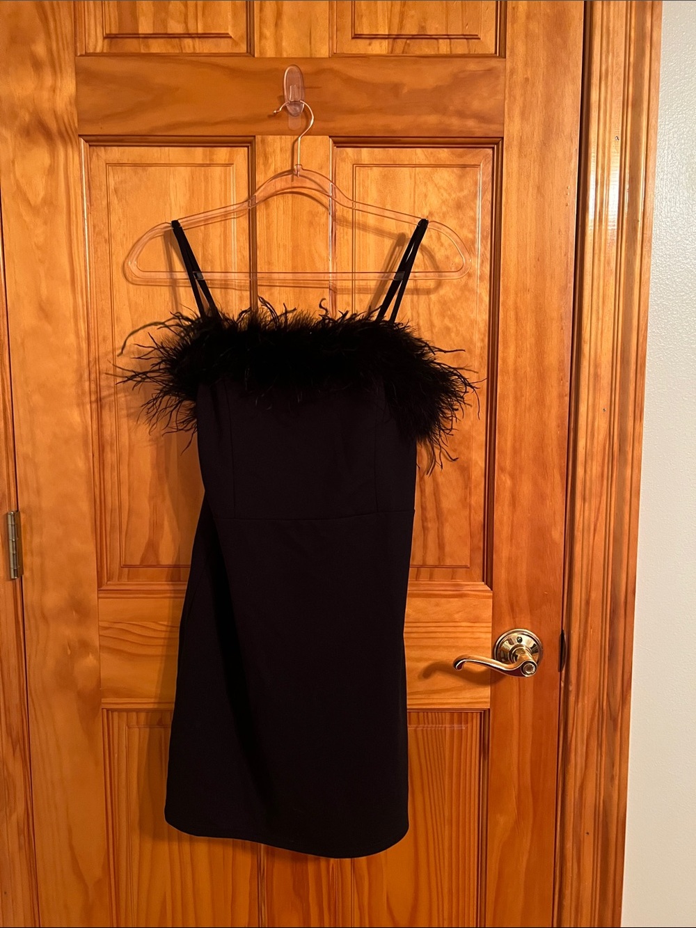Black Feather-Trim Mini Dress - Women